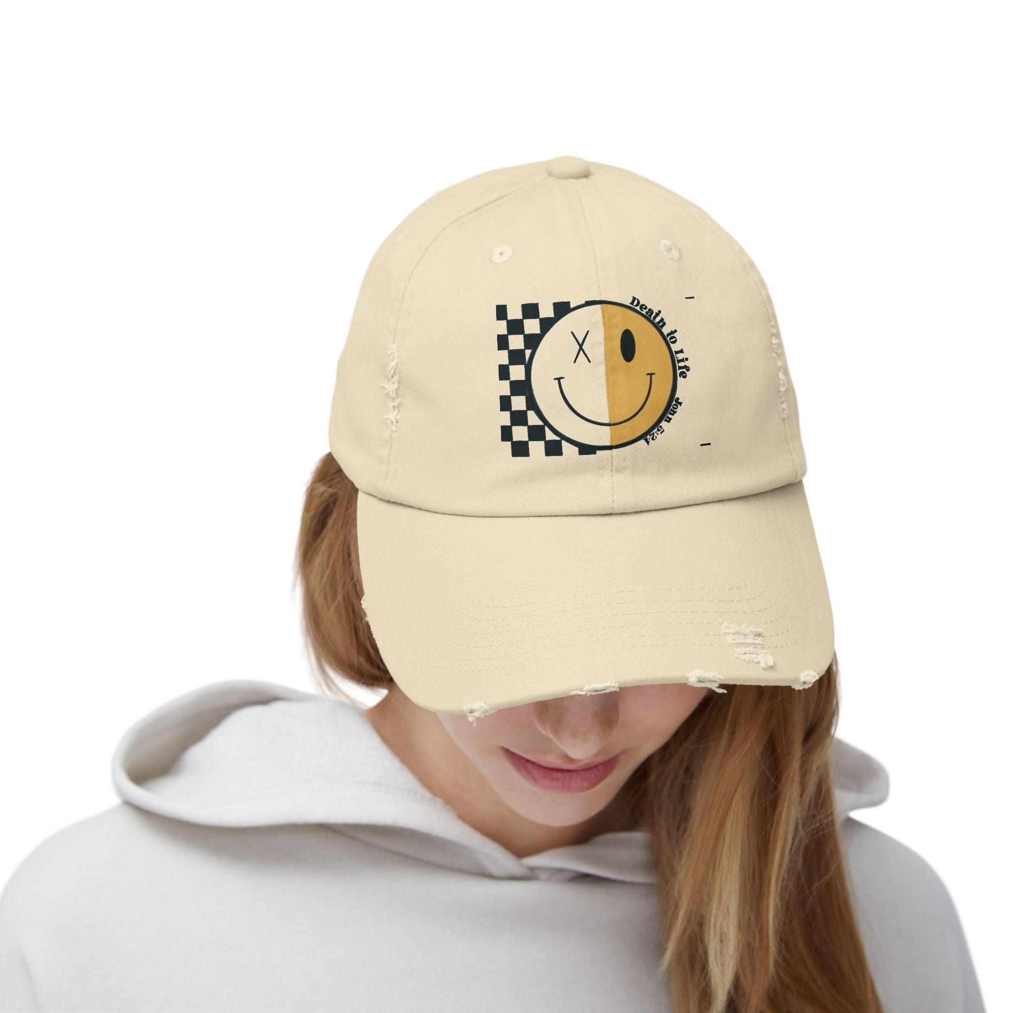 Distressed Cap - Death to Life Smiley cap