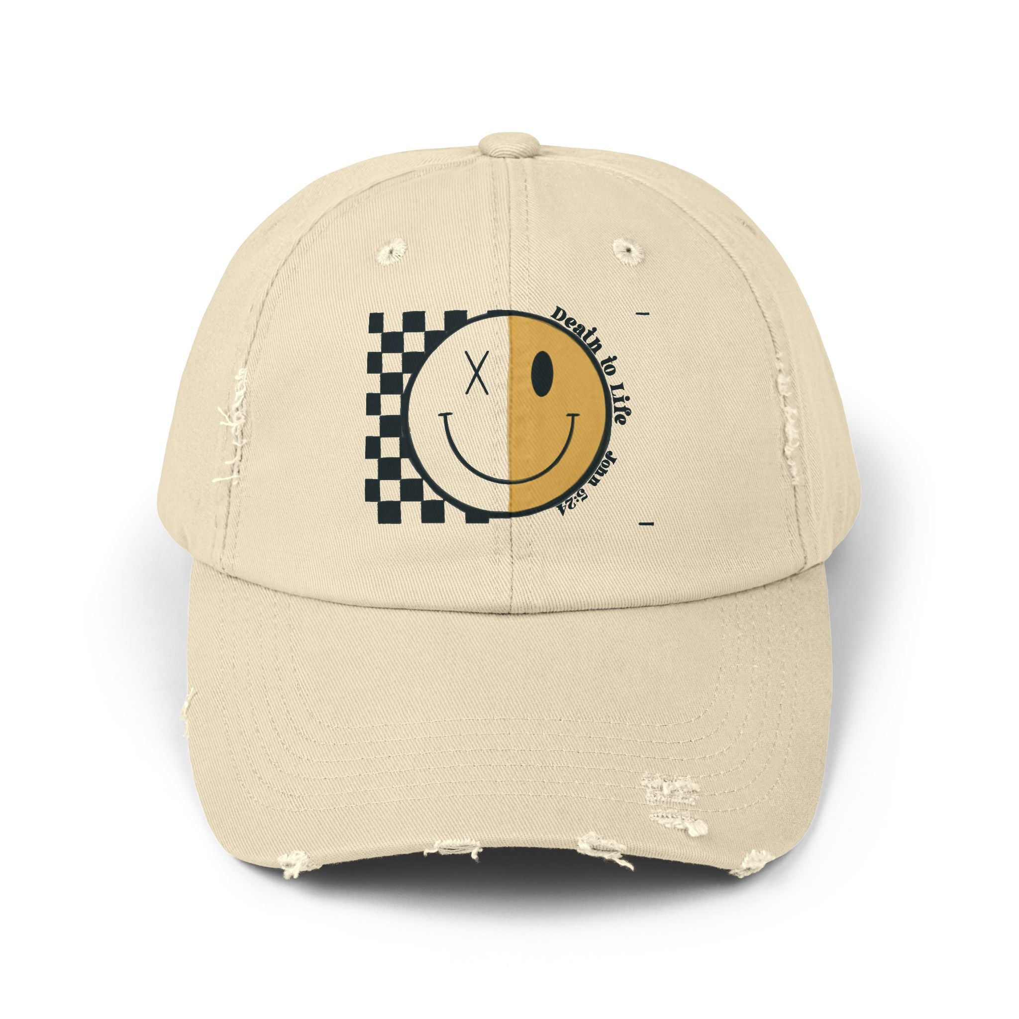 Distressed Cap - Death to Life Smiley cap